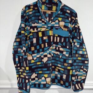 Patagonia Synchilla Snap T Fleece Fitz Roy Patchwork Belay Blue Medium unisex